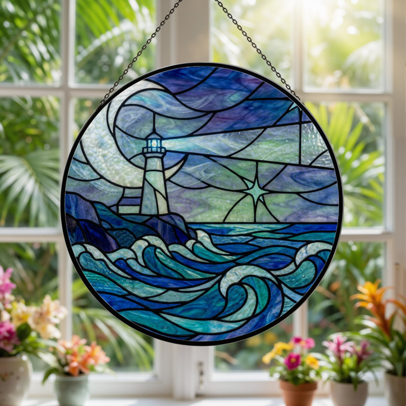 Panneau de vitrail en verre coloré 7,8 po H, H 7,8 po x l 7,8 po