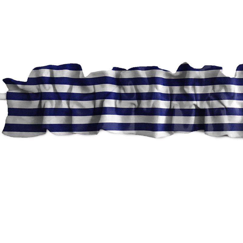Cantonnière à demi-pouce à rayures, L 72 po x L 7 po, Blanc / bleu marine