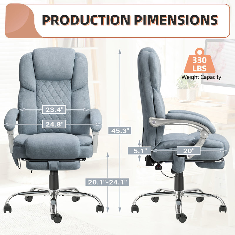 Katrein Ergonomic Heated Massage Executive Chair, Blue