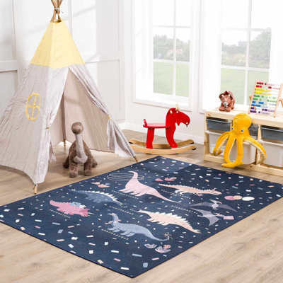 Milne Rectangle Animal Print Machine Woven / Power Loomed Polyester Rug