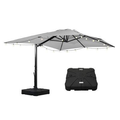 10X13ft Cantilever Patio Umbrella With DIY Drape Hook And Base