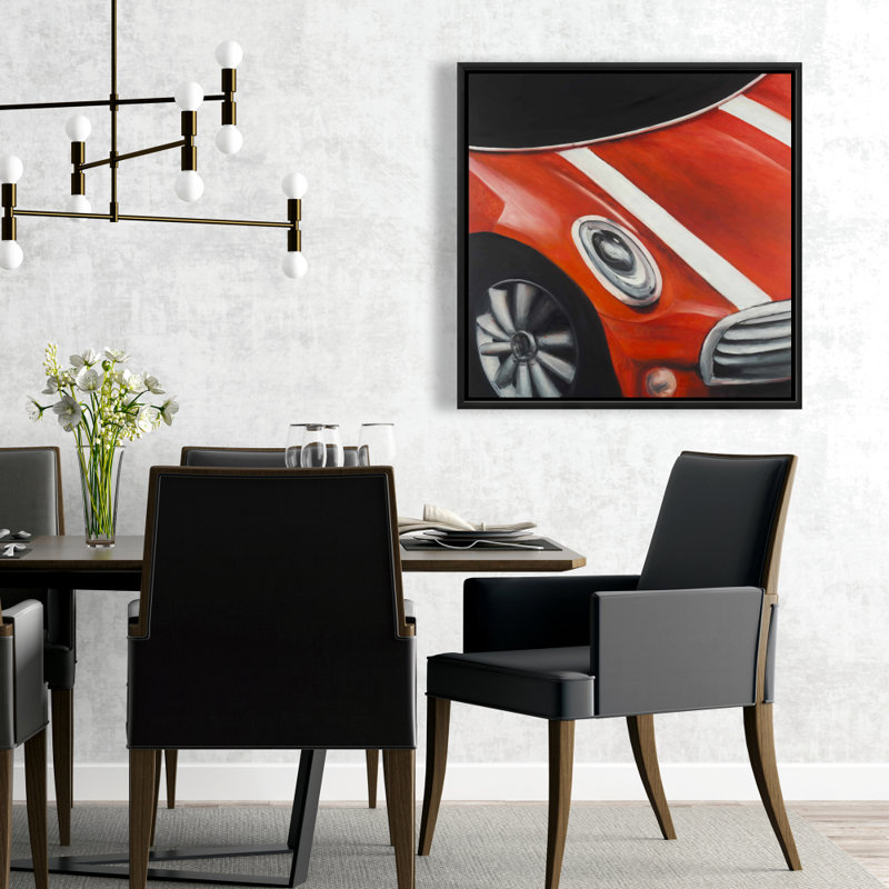 " Red Car With White Stripes Closeup "