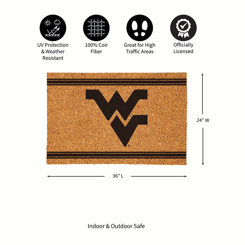 West Virginia University Large One Color Coir Mat, 36"x24"