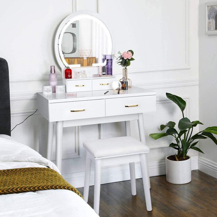 Ami Vanity Set with Stool and Mirror