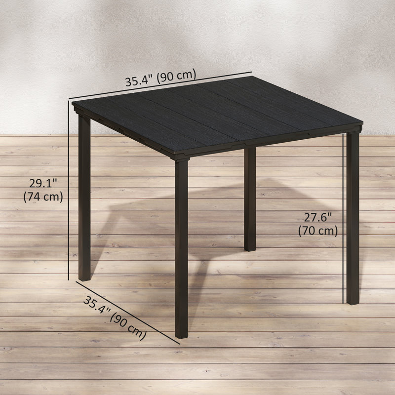 Table de salle à manger d'extérieur pour 4, table de patio carrée en PEHD