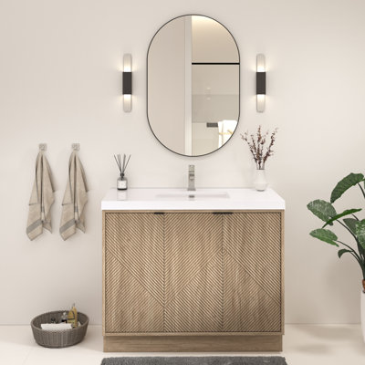 Meuble-lavabo autoportant de 41,7 po avec lavabo en acrylique renforcé Monterey (portes du côté gauche)