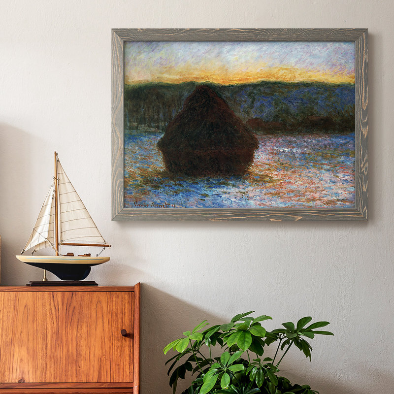 Haylofts Thaw, Sunset par Monet par J Paul - reproduction d'un seul cadre photo sur toile, Cadre photo gris simple
