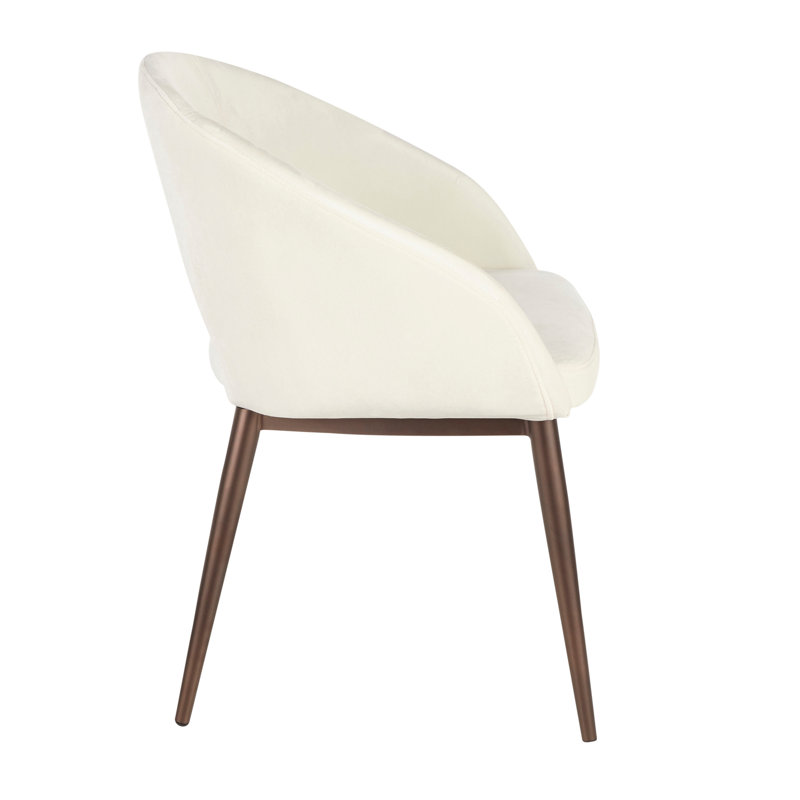 Chaise contemporaine avec pieds en métal cuivré et velours crème