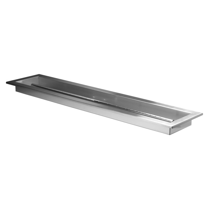 Casserole de foyer d'extérieur 36 po x 6 po avec brûleur, acier inoxydable, rebord biseauté