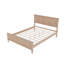 Lit plateforme double Mid-Century avec tête de lit et support à lattes, sans sommier, naturel