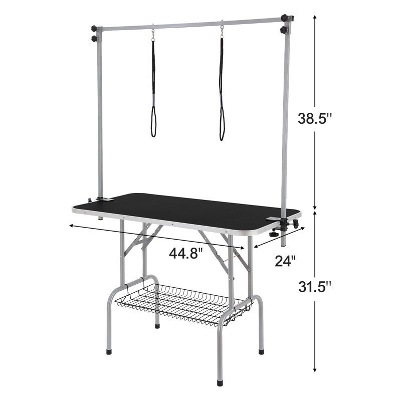Table de toilettage pliable en acier H 66,2 po x l 36 po x P 24 po, 44,8 po x 24 po, Black