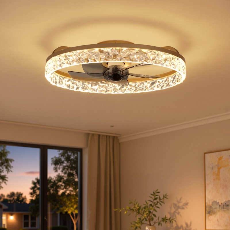 Ventilateur de plafond moderne à intensité variable de 20 po avec ensemble de lumières DEL et télécommande Blodgett, Gold