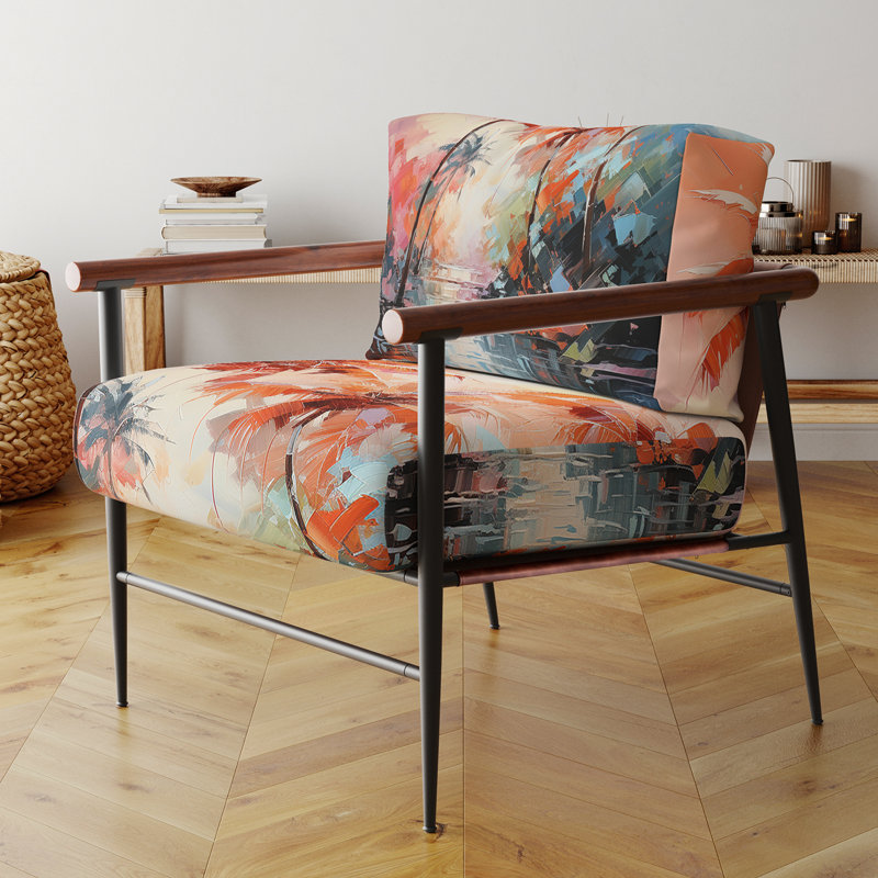Davidenko - Chaise d'appoint rembourrée Palm Trees, Noir, noir, noir, noir