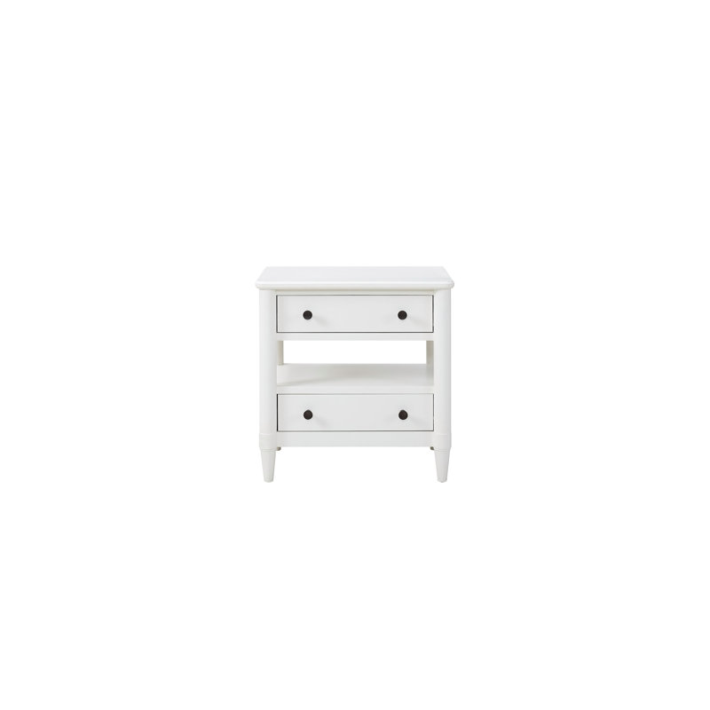 Open Nightstand White Finish With 2 Drawers