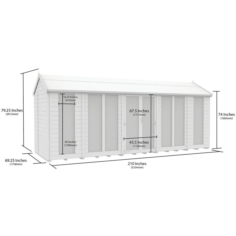 6ft x 18ft Apex Summer House (Full Height Window)