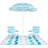 4 PCS Beach Umbrella Set with 2 Foldable Chairs & Picnic Blanket, Tilt Mechanism Blue-555178133