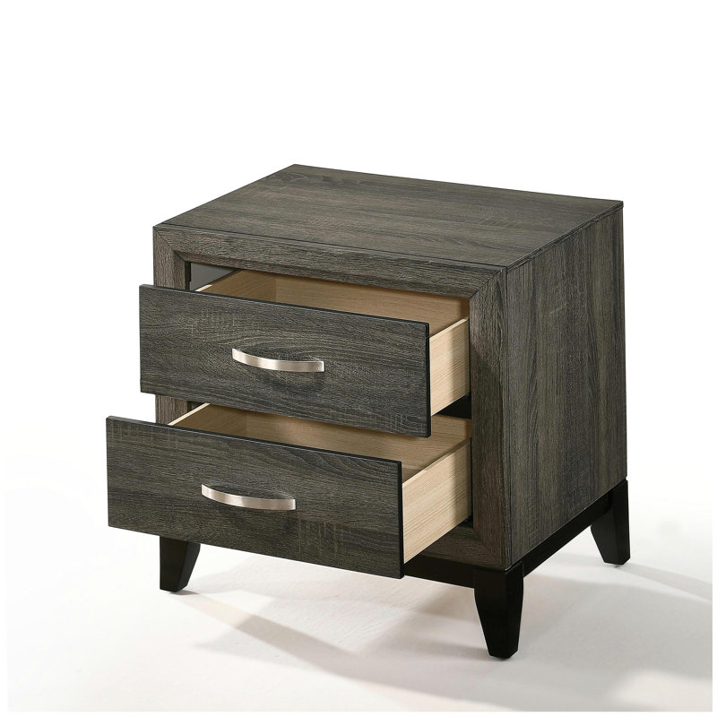 Weathered Grey 2-Drawer Nightstand