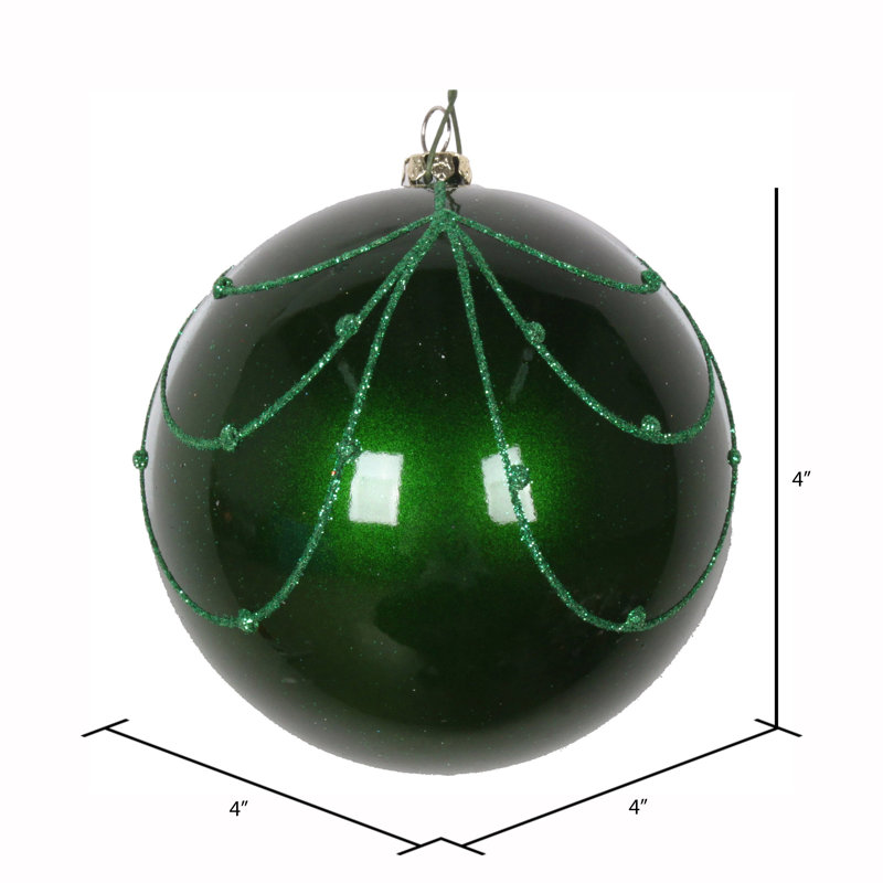 Ornement boule de rideau à paillettes bonbon, Noir, H 4 po x l 4 po x P 4 po