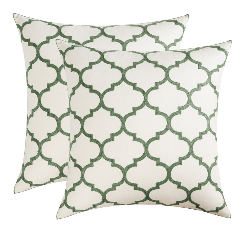 Housses de coussin à motif floral brodé , Vert