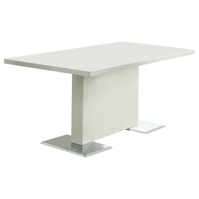 Varela Glossy White Dining Table With Chrome Base