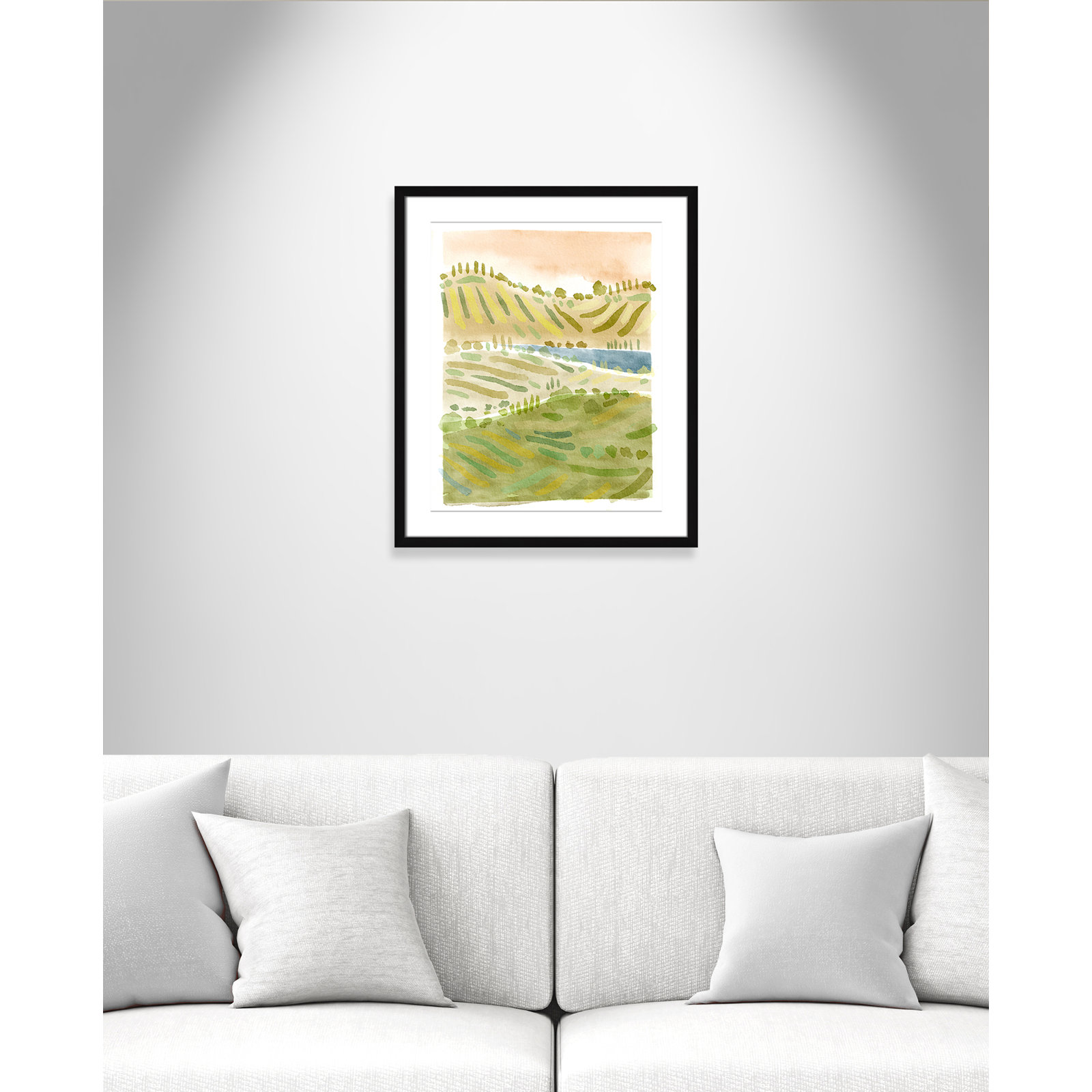 Tuscan Countryside Print by Leah Straatsma, Black Single Picture Framed Paper, White, 25.5" H x 21.5" W x 1.25" D