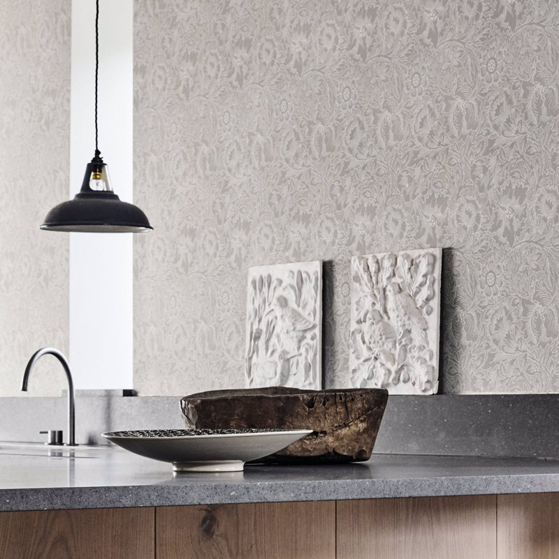Pure Poppy Wallpaper, Dove/Chalk