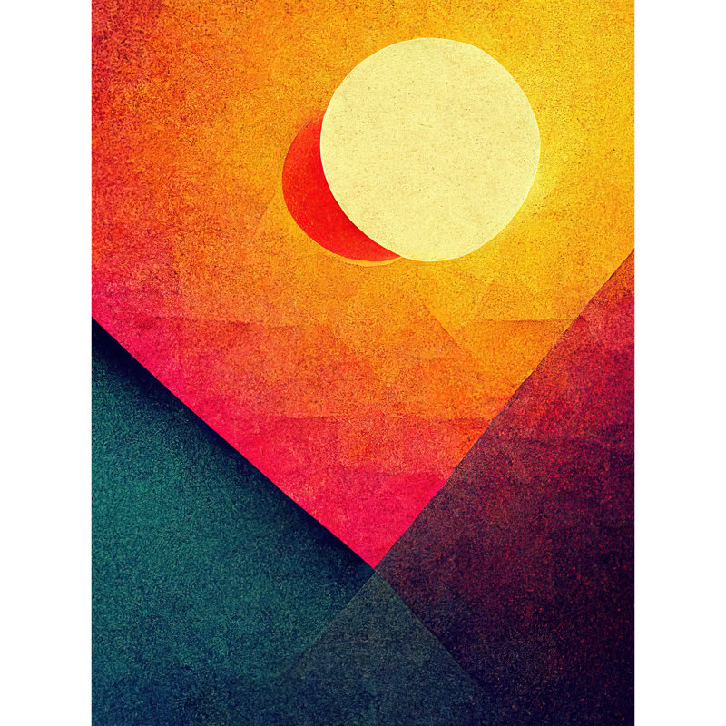 Abstract Geometric Retro Eclipse Moon Sunset 1 Piece Wall Art, 40.5cm H x 30.5cm W x 0.2cm D, Unframed
