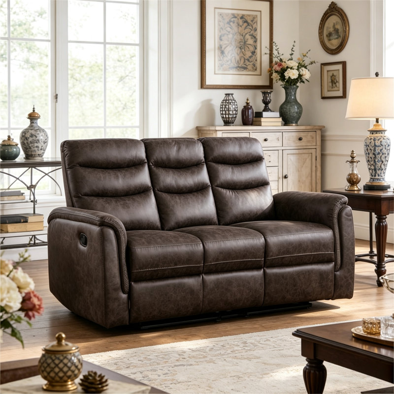 Canapé inclinable manuel rembourré Garst, Taupe Grey