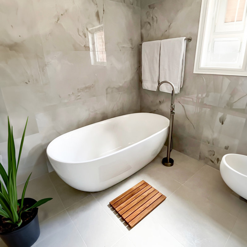 Solid Wood Shower Mat, 1.5" H x 14" W x 20" L