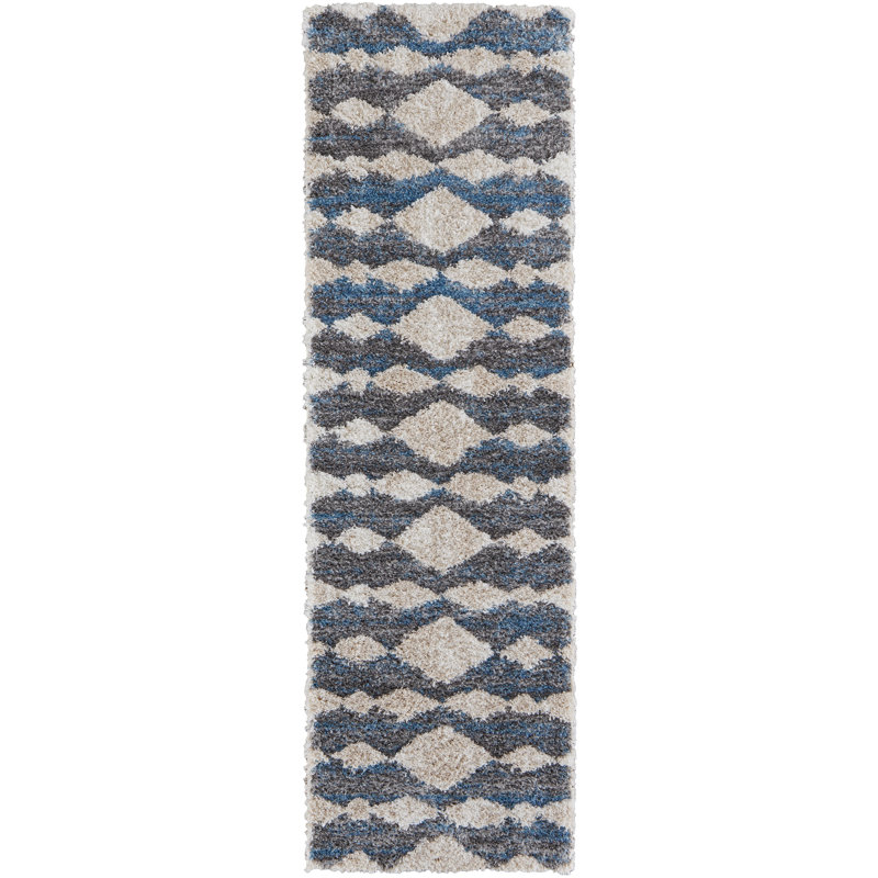Caide Bohemian & Eclectic Diamond Polyester Area Rug, Runner 2'6" x 8'