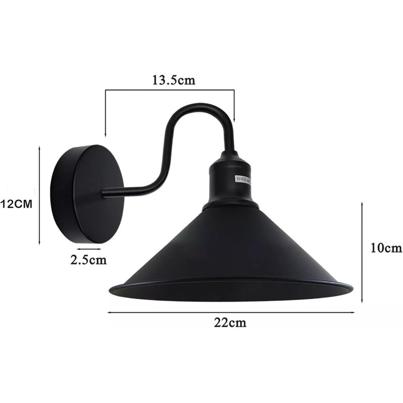Gooseneck Wall Light for Farmhouse Light Fixtures Swan Neck Wall Mount Cone Shape Shade Indoor Light for Bedroom, Dining Room, Foyer, Garage, Guestroom