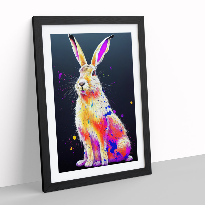 Paint Splashed Hare - Framed Print, Black, 64cm H x 46cm W x 2cm D