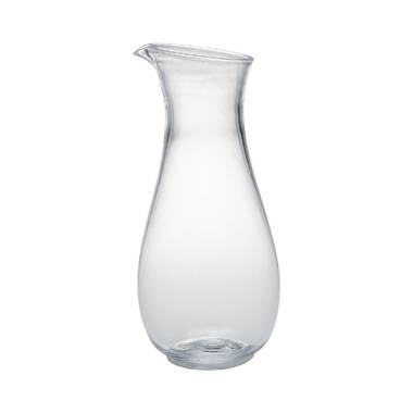 Ebern Designs 34oz Clear Plastic Water Carafe Pitchers with Black Flip Top Lid Ebern Designs Color: White/Clear