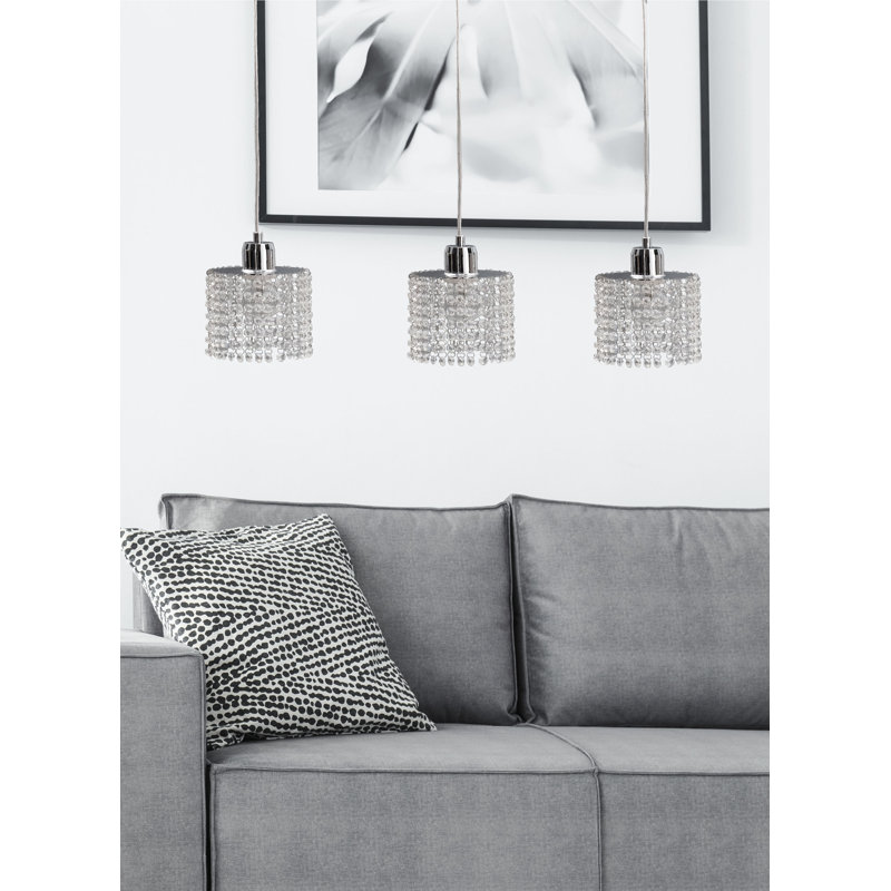 Pulliam 3 - Light Silver Cylinder Pendant