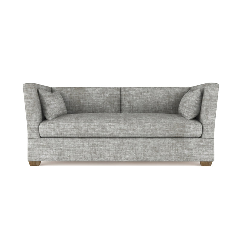 Canapé Rivington, H 31 po x l 84 po x P 37 po, Velours écrasé rayé argent, Patiné
