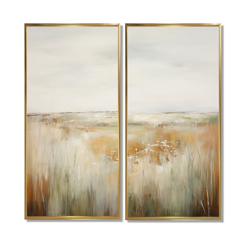 Art mural sur toile Meadow Grasslands, 32" H x 32" W, Framed Print without Mat, Gold