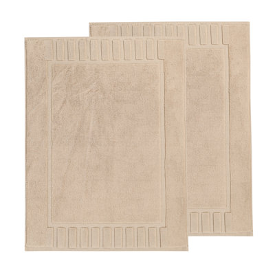 100% Cotton Thick Geometric Border Washable Bath Mats 