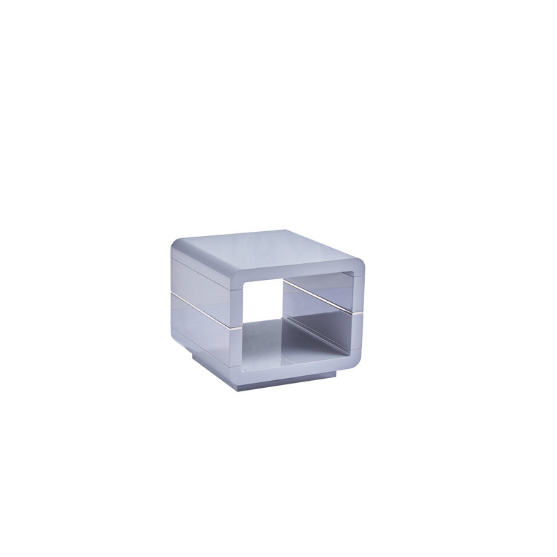Solid Wood Top End Table, Gloss Light Gray