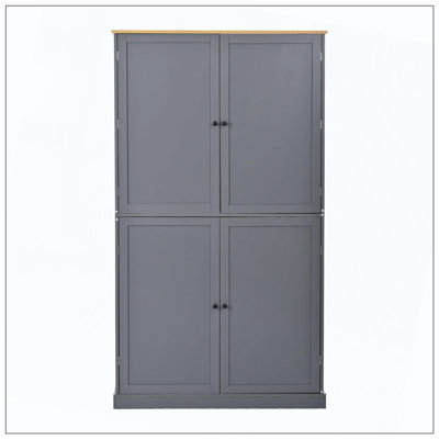 High Freestanding Kitchen Pantry Large Cupboard Storage Cabinet With 2 Drawers, 2 Adjustable Shelves, 8 Door Shelves For Kitchen, Dining Room