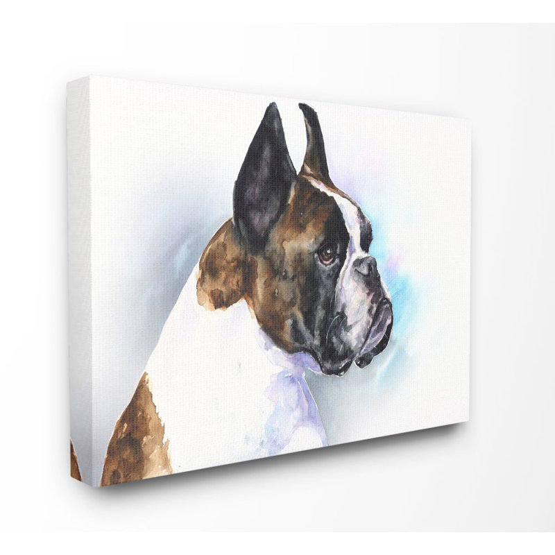 «Boxer Dog Pet Animal Watercolor Paint», impression sur toile, Toile tendue, H 30 po x l 40 po