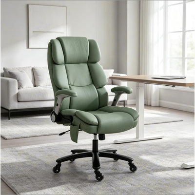 Fauteuil de bureau ergonomique, tissu résistant aux animaux de compagnie, soutien lombaire à coussins gonflables et accoudoirs rabattables
