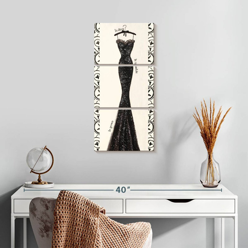 Couture Noir Original I, H 27 po x l 12 po