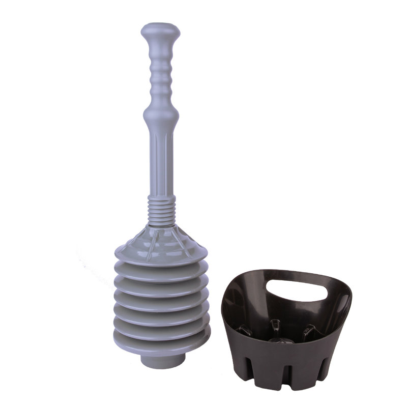 Utility-Sink Plastic Plunger With Tray, Gray