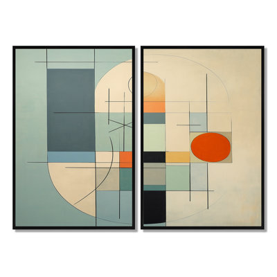 Serendipity Abstract Mid-Century Geometrics II - Blue Modern Wall Art