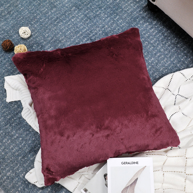Housse de coussin réversible en fausse fourrure, Marron