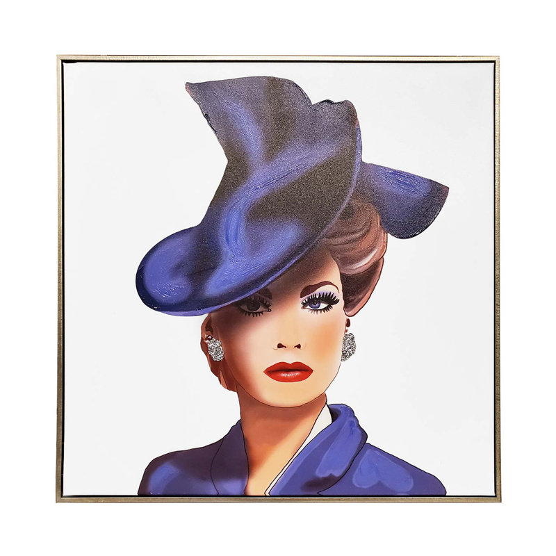  Sparkles Home | «Purple Lady», art mural en strass sur toile 3D | 36 po x 36 po | Cadre métallique