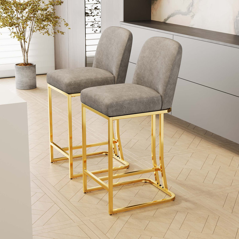 Ensemble de 2 chaises de bar de salle à manger, Gris
