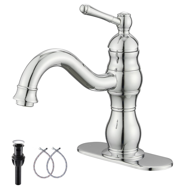 Single-Hole Single-handle Bathroom Faucet with Drain Assembly, Polished Chrome