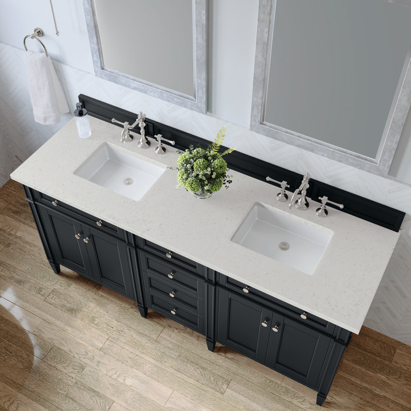 Meuble-lavabo double l 72 po Dussault, Noir onyx, Délice de lime, 8 po