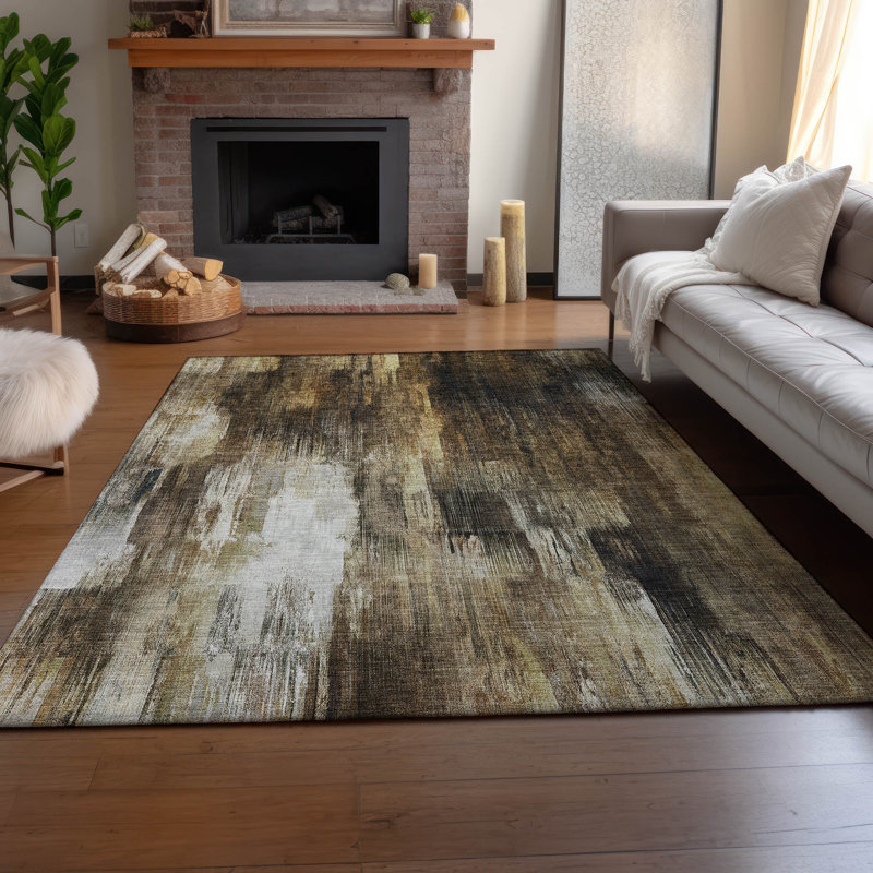 Premium Machine Washable Cerrito AMF567 Chocolate Rug, Rectangle 8' x 10'